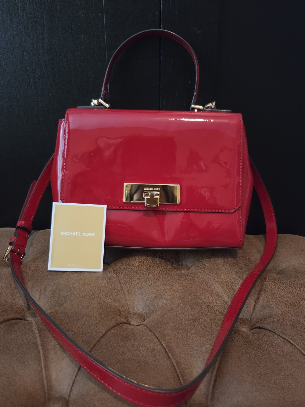 Michael Kors Callie Glossy Red Patent Leather Satchel - Picture 1 of 15